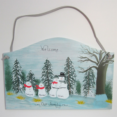 Picture of Snowman Couple with 2 kids plaque