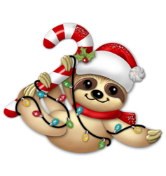 Picture of Sloth on Candy Cane