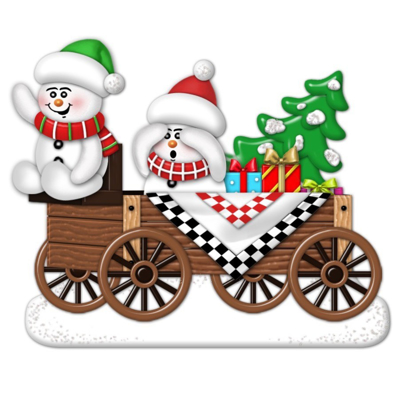 Picture of Snow Couple on Wagon