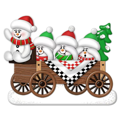 Picture of Snow Family of 4 in Wagon